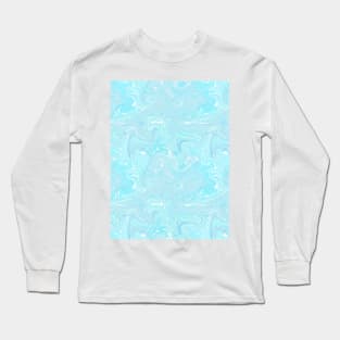 Pastel Blue Silk Marble - Digital Liquid Paint Long Sleeve T-Shirt